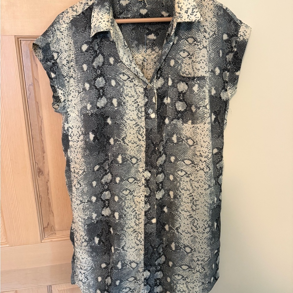 Kori Black and White Snake Print Button-Down Shirt - Picture 2 of 4